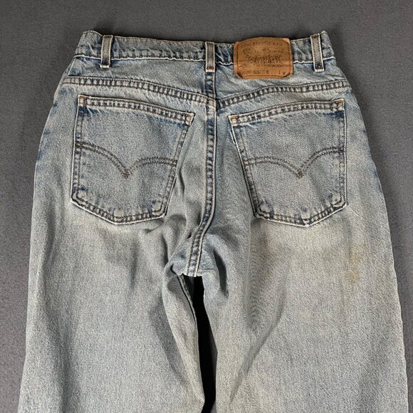 Vtg 90s Levis Womens 11 Jr Relaxed Fit Tapered Leg Light Wash Jeans Stained USA - Picture 14 of 14
